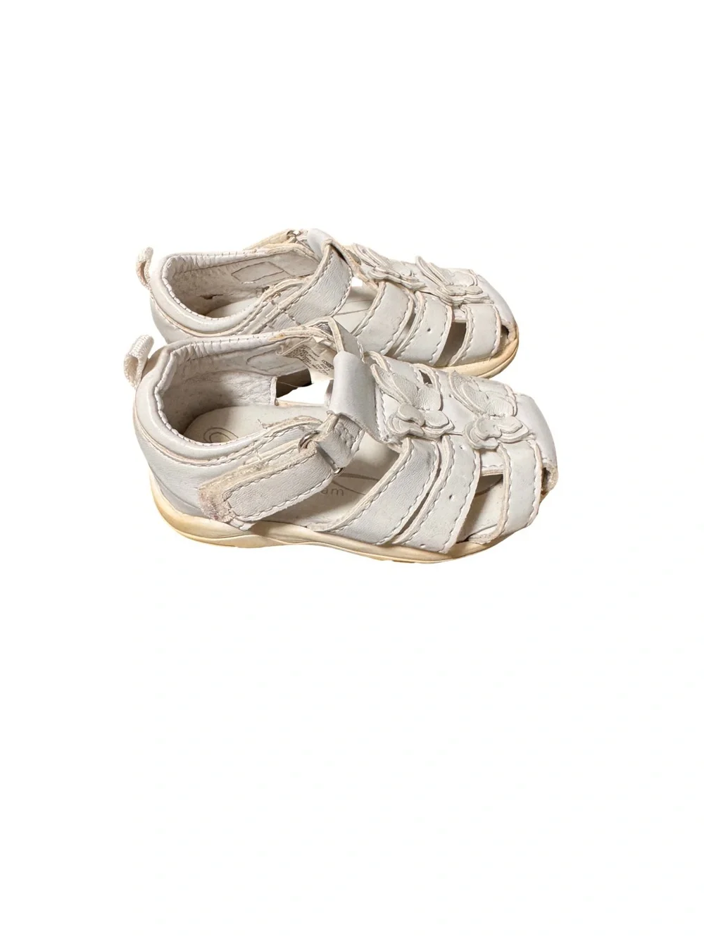 healthtex White Baby Walker Sandal with Butterfly Appliques Size 3